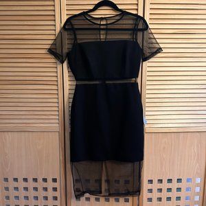 Lulu's Black Mesh Short Sleeve Bodycon Dress